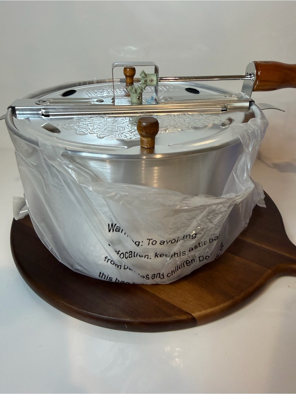 Wabash Valley Farms Whirley-Pop Stovetop Popcorn Popper Silver Aluminum NIB New